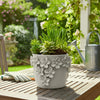 Reya Planter Pot w 3D Floral Applique | Handcrafted Ivory Ceramic | 7"