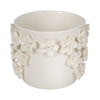 Reya Planter Pot w 3D Floral Applique | Handcrafted Ivory Ceramic | 7"