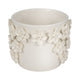 Reya Planter Pot w 3D Floral Applique | Handcrafted Ivory Ceramic | 7"