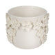 Reya Planter Pot w 3D Floral Applique | Handcrafted Ivory Ceramic | 7"