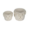 Reya Planter Pot w 3D Floral Applique | Handcrafted Ivory Ceramic | 7"