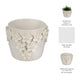 Reya Planter Pot w 3D Floral Applique | Handcrafted Ivory Ceramic | 7"
