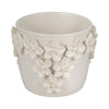 Reya Planter Pot w 3D Floral Applique | Handcrafted Ivory Ceramic | 7"