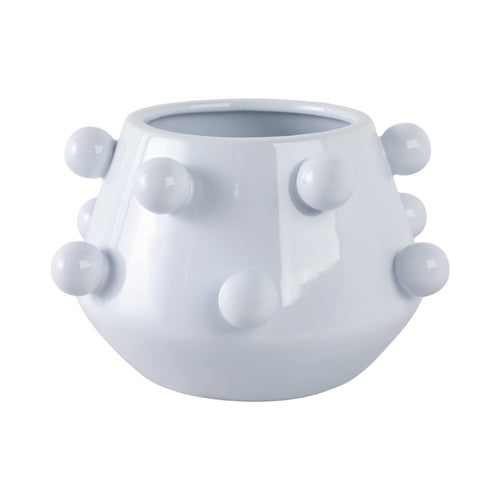 Indoor Outdoor Flower Planter Pot | White Tapered Bubbled Ceramic
