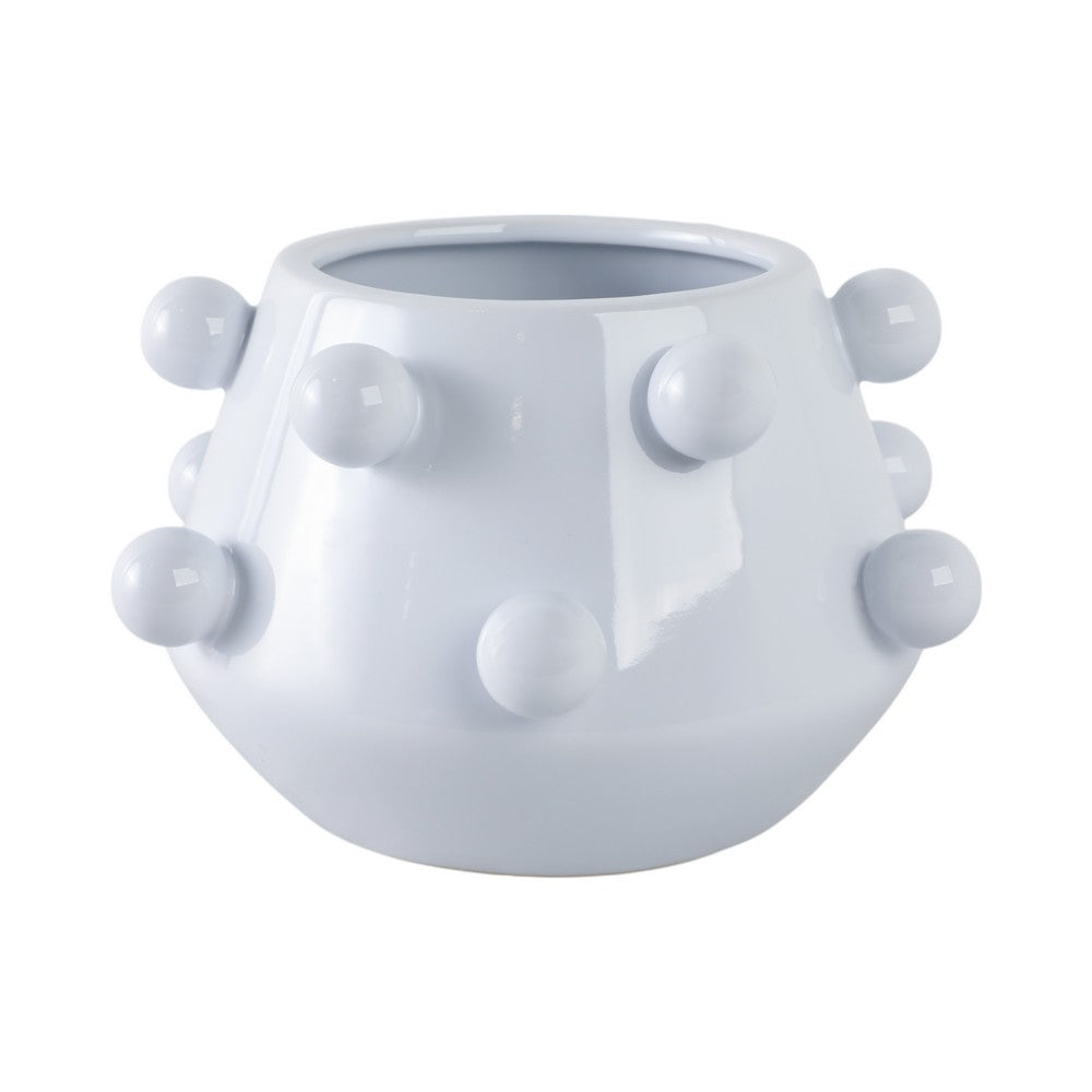 Indoor Outdoor Flower Planter Pot | White Tapered Bubbled Ceramic