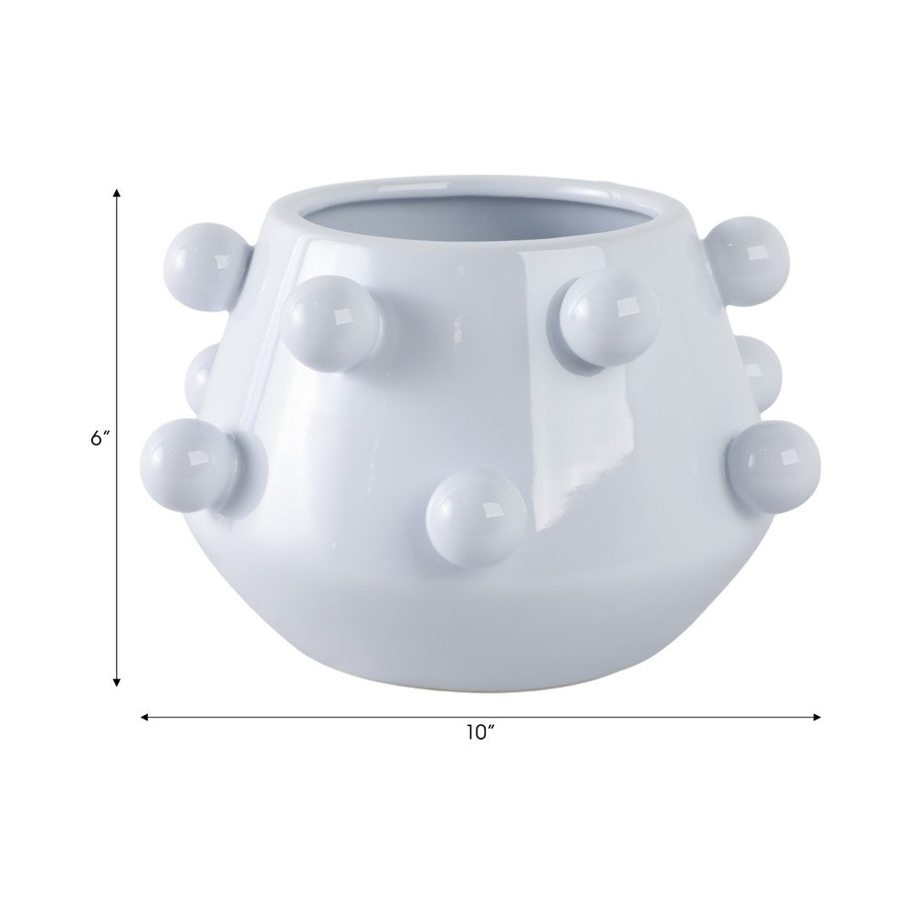Indoor Outdoor Flower Planter Pot | White Tapered Bubbled Ceramic