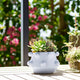 Outdoor Decorative Planter | 3D Raised Bubble Design | 8" White Ceramic