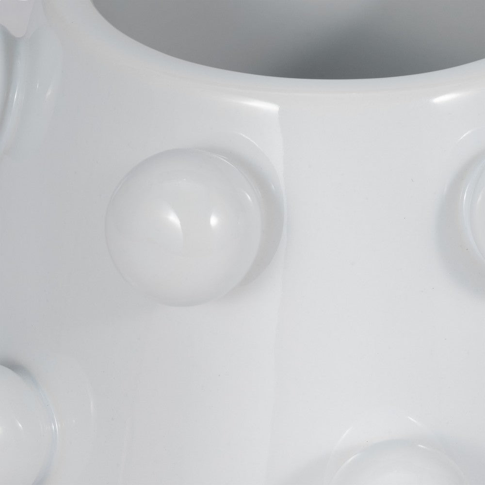 Outdoor Decorative Planter | 3D Raised Bubble Design | 8" White Ceramic