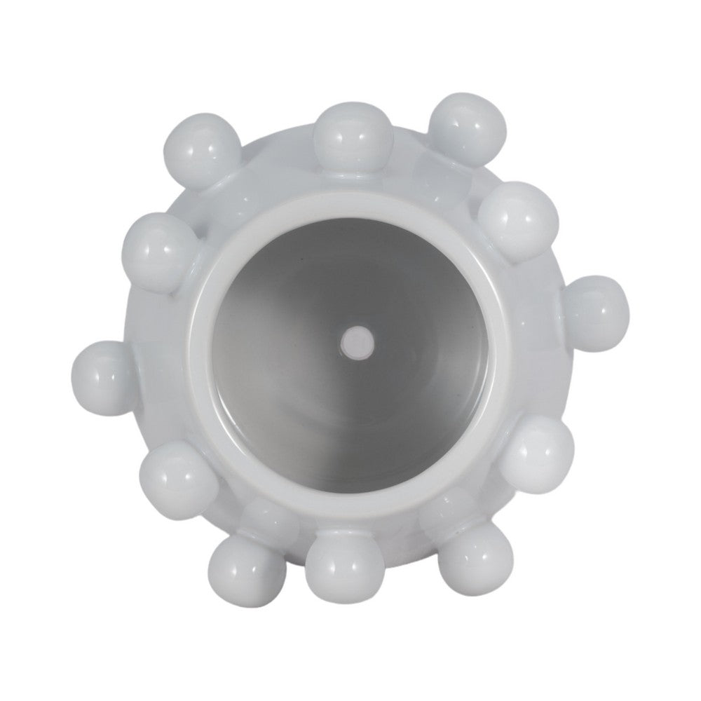 Outdoor Decorative Planter | 3D Raised Bubble Design | 8" White Ceramic