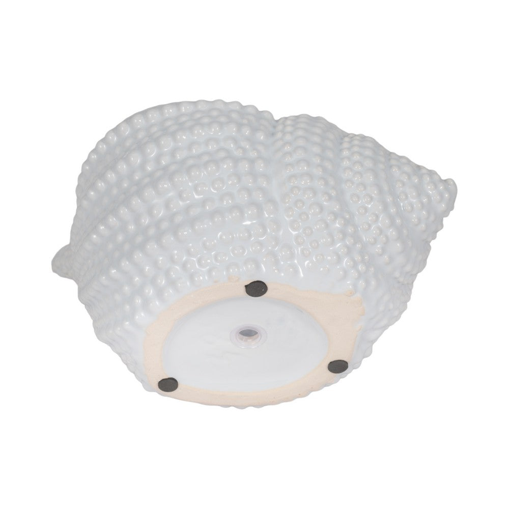 Decorative Coastal Seashell Accent Planter | 10" Gloss White Ceramic