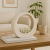 Accent Decor | 8" Glaze Loop Design | Modern Sand White Ceramic