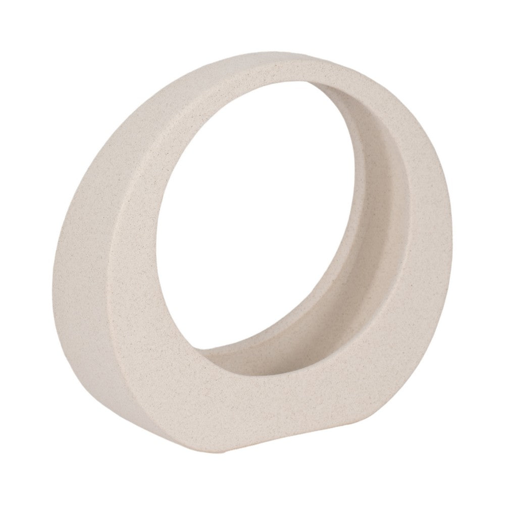 Accent Decor | 8" Glaze Loop Design | Modern Sand White Ceramic