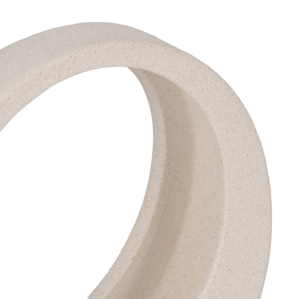 Accent Decor | 8" Glaze Loop Design | Modern Sand White Ceramic