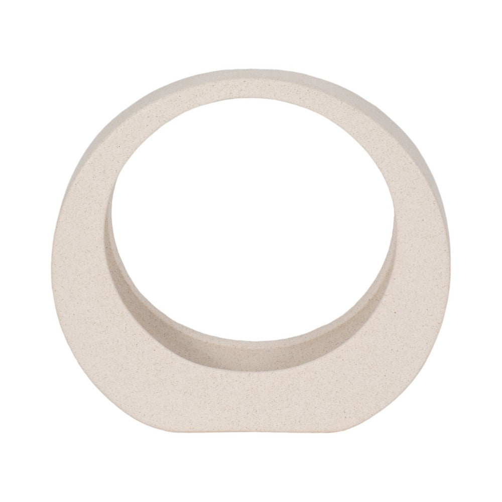 Accent Decor | 8" Glaze Loop Design | Modern Sand White Ceramic