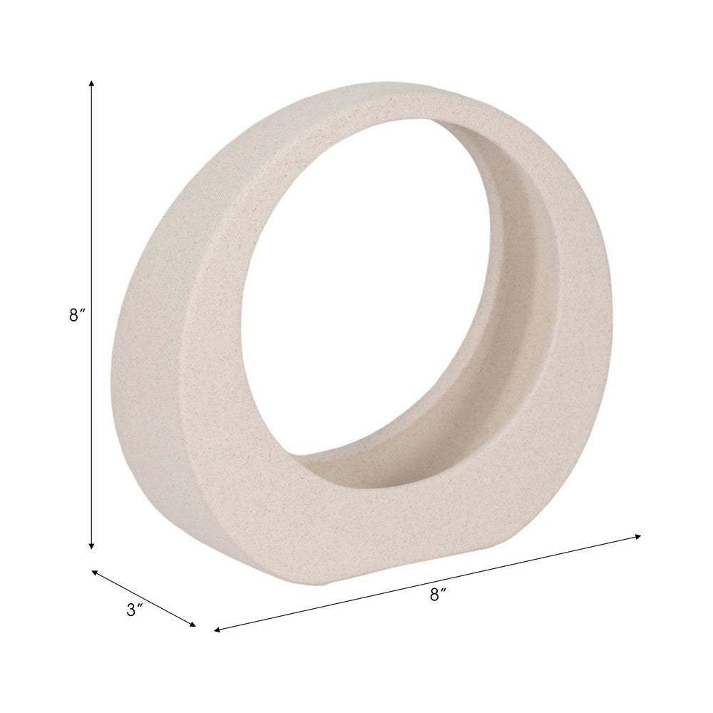 Accent Decor | 8" Glaze Loop Design | Modern Sand White Ceramic