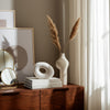 Cutout Slanted Ring Decorative Accent | Textured White Ceramic | 10"