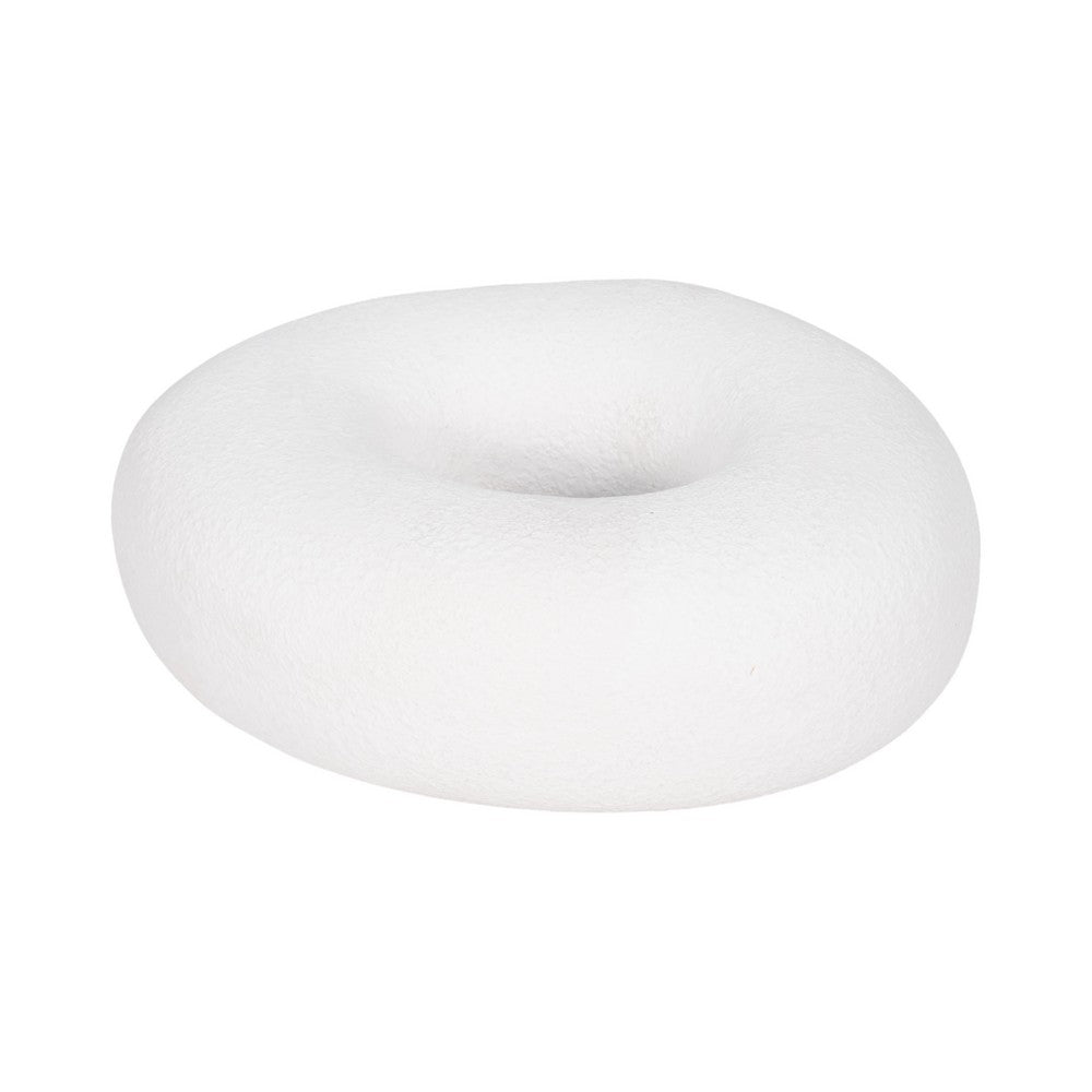 Cutout Slanted Ring Decorative Accent | Textured White Ceramic | 10"