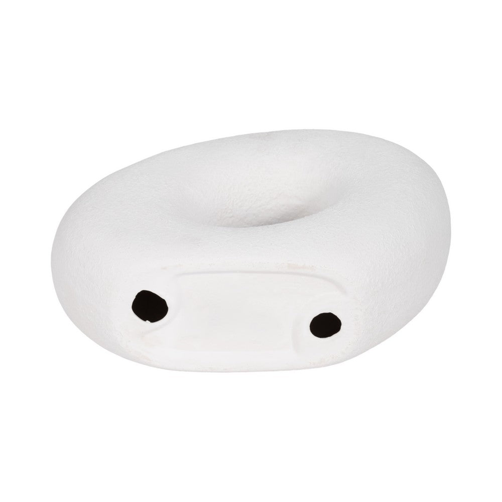 Cutout Slanted Ring Decorative Accent | Textured White Ceramic | 10"