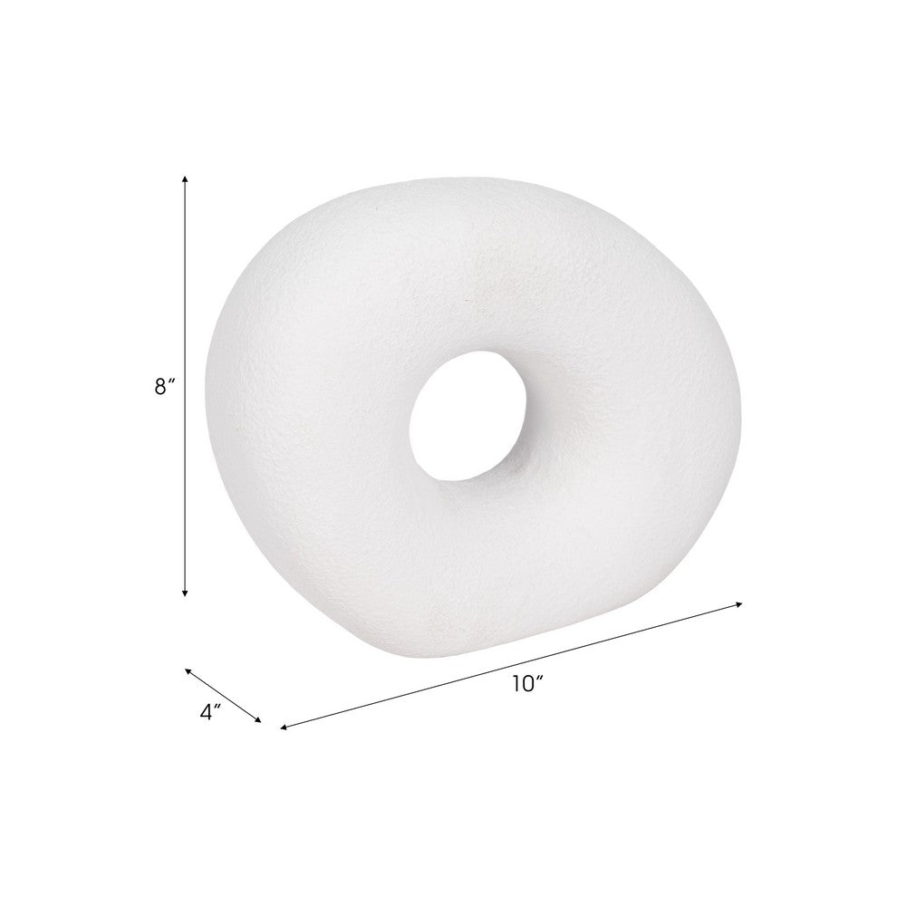 Cutout Slanted Ring Decorative Accent | Textured White Ceramic | 10"