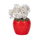 Strawberry Planter | 3D Design with Calyx Rim | Red Glossy Ceramic 7"