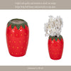 Strawberry Planter | 3D Design with Calyx Rim | Red Glossy Ceramic 7"