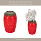 Strawberry Planter | 3D Design with Calyx Rim | Red Glossy Ceramic 7"