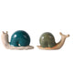 Snail Figurine Set of 2 | Flower Shells in Blue & Green | Ivory Porcelain SBH-20380-01