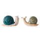 Snail Figurine Set of 2 | Flower Shells in Blue & Green | Ivory Porcelain