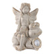 Cosm Garden Statue Fairy Seated on Solar Frog | Ivory Polyresin 15"