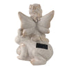 Cosm Garden Statue Fairy Seated on Solar Frog | Ivory Polyresin 15"