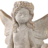 Cosm Garden Statue Fairy Seated on Solar Frog | Ivory Polyresin 15"
