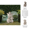 Cosm Garden Statue Fairy Seated on Solar Frog | Ivory Polyresin 15"