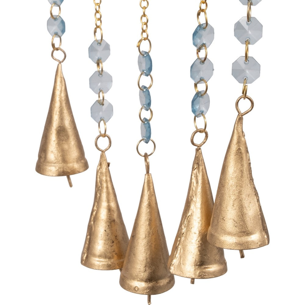 Wind Chime | Mosaic Butterfly with Gold Bells & Glass Beads | Blue Iron