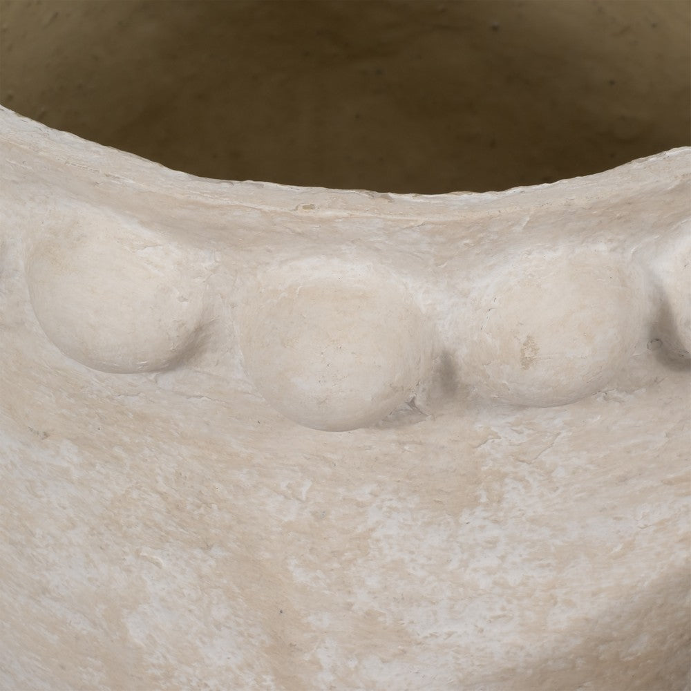 Outdoor Planter Set of 2 | Round Shape | Bubble Rim | White Paper Mache SBH-20396