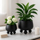 Modern Outdoor Garden Planter Set of 2 | Modern Black Iron Ball Footed