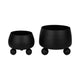 Modern Outdoor Garden Planter Set of 2 | Modern Black Iron Ball Footed