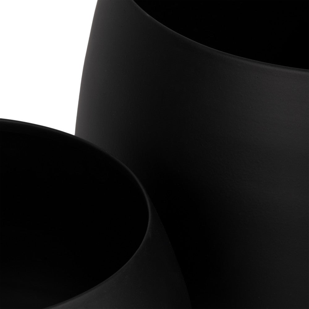 Modern Outdoor Garden Planter Set of 2 | Modern Black Iron Ball Footed
