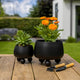 Modern Outdoor Garden Planter Set of 2 | Modern Black Iron Ball Footed