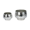 Indoor Outdoor Planter Set of 2 | Curved Disco Mosaic Design | Silver Iron