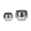 Indoor Outdoor Planter Set of 2 | Curved Disco Mosaic Design | Silver Iron