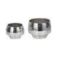 Indoor Outdoor Planter Set of 2 | Curved Disco Mosaic Design | Silver Iron