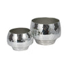 Indoor Outdoor Planter Set of 2 | Curved Disco Mosaic Design | Silver Iron