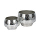 Indoor Outdoor Planter Set of 2 | Curved Disco Mosaic Design | Silver Iron