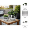 Indoor Outdoor Planter Set of 2 | Curved Disco Mosaic Design | Silver Iron