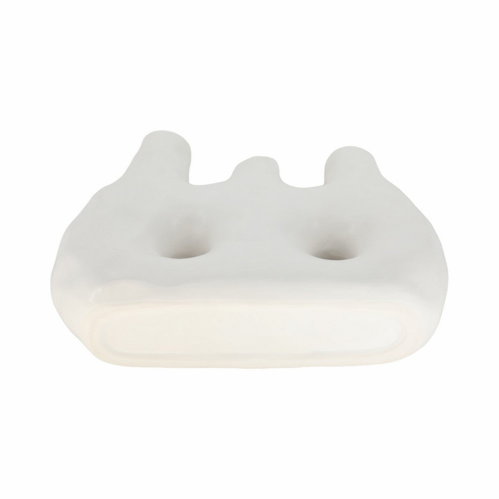 Decorative Floral Vase w 3 Abstract Openings | 11" Ivory Dolomite