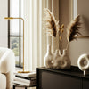 Decorative Floral Vase w 3 Abstract Openings | 11" Ivory Dolomite