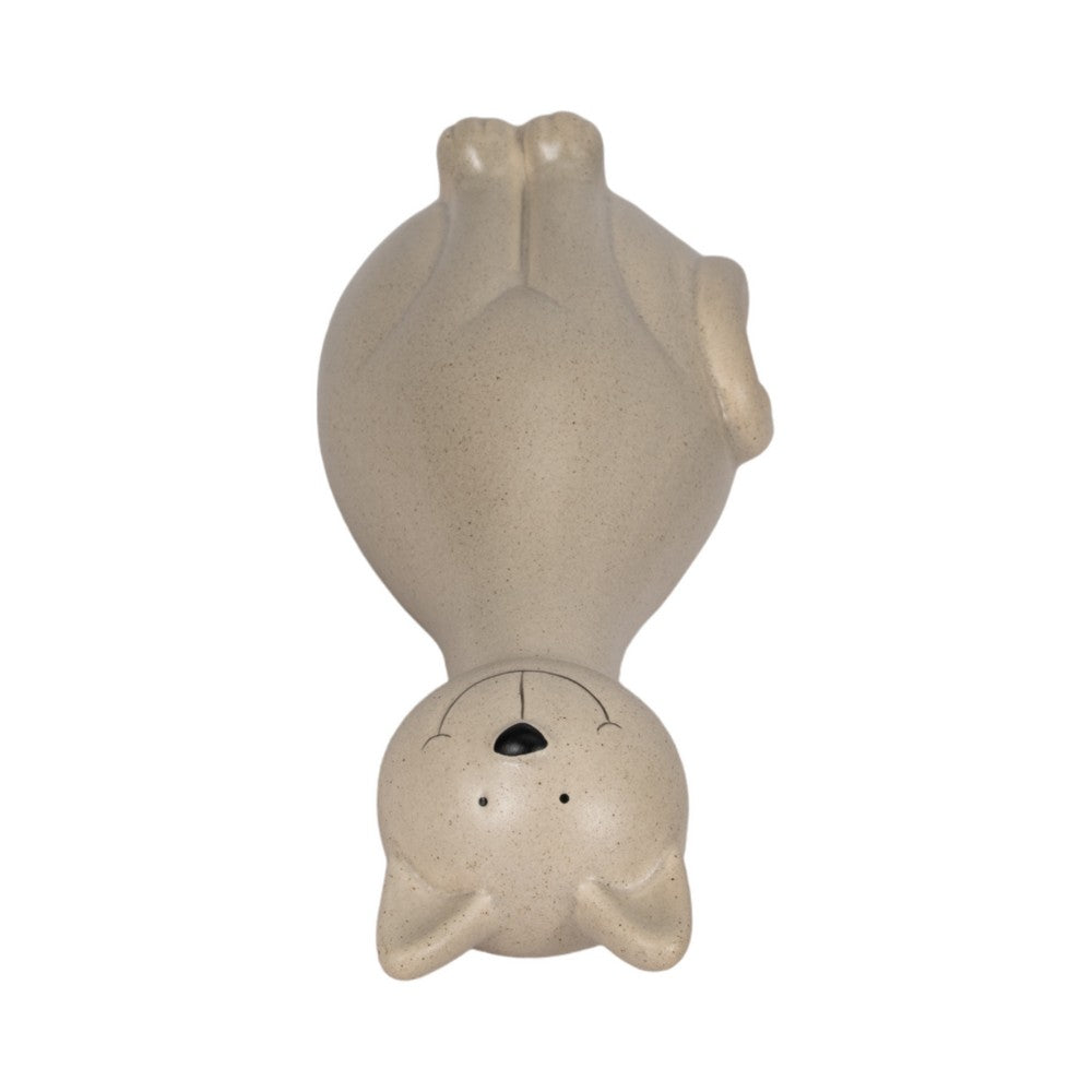 Decorative Comic Kitty Cat Figurine in Sitting Pose | Gray Ceramic | 9"