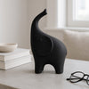 Elephant Sculpture Statue | Abstract Ears | 12" Black Texture Porcelain
