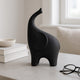 Elephant Sculpture Statue | Abstract Ears | 12" Black Texture Porcelain