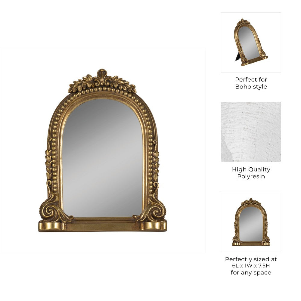 Decorative 4x6 Photo Frame | 8" Antique Gold Ornate Arched Frame